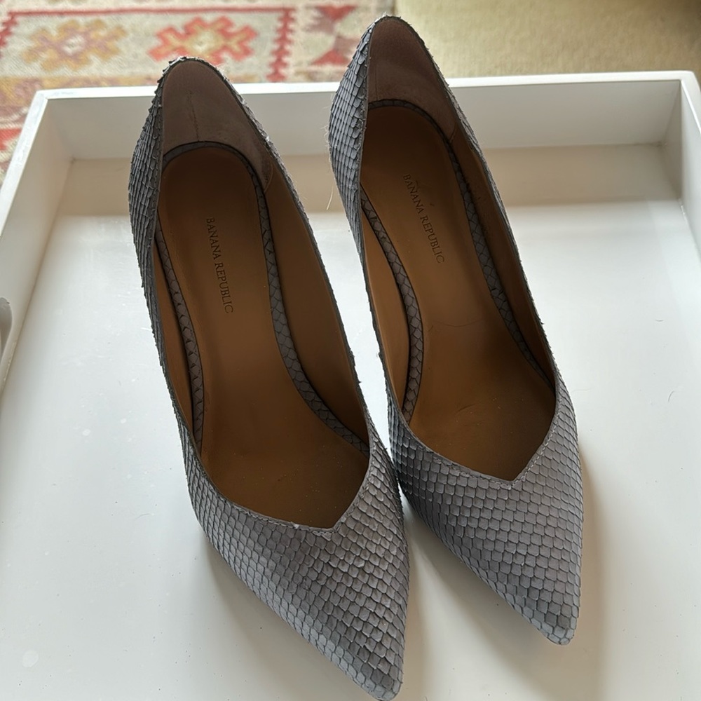 BR Light Blue Snakeskin Heels